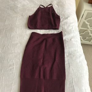 BCBG maroon two piece dress, size XS